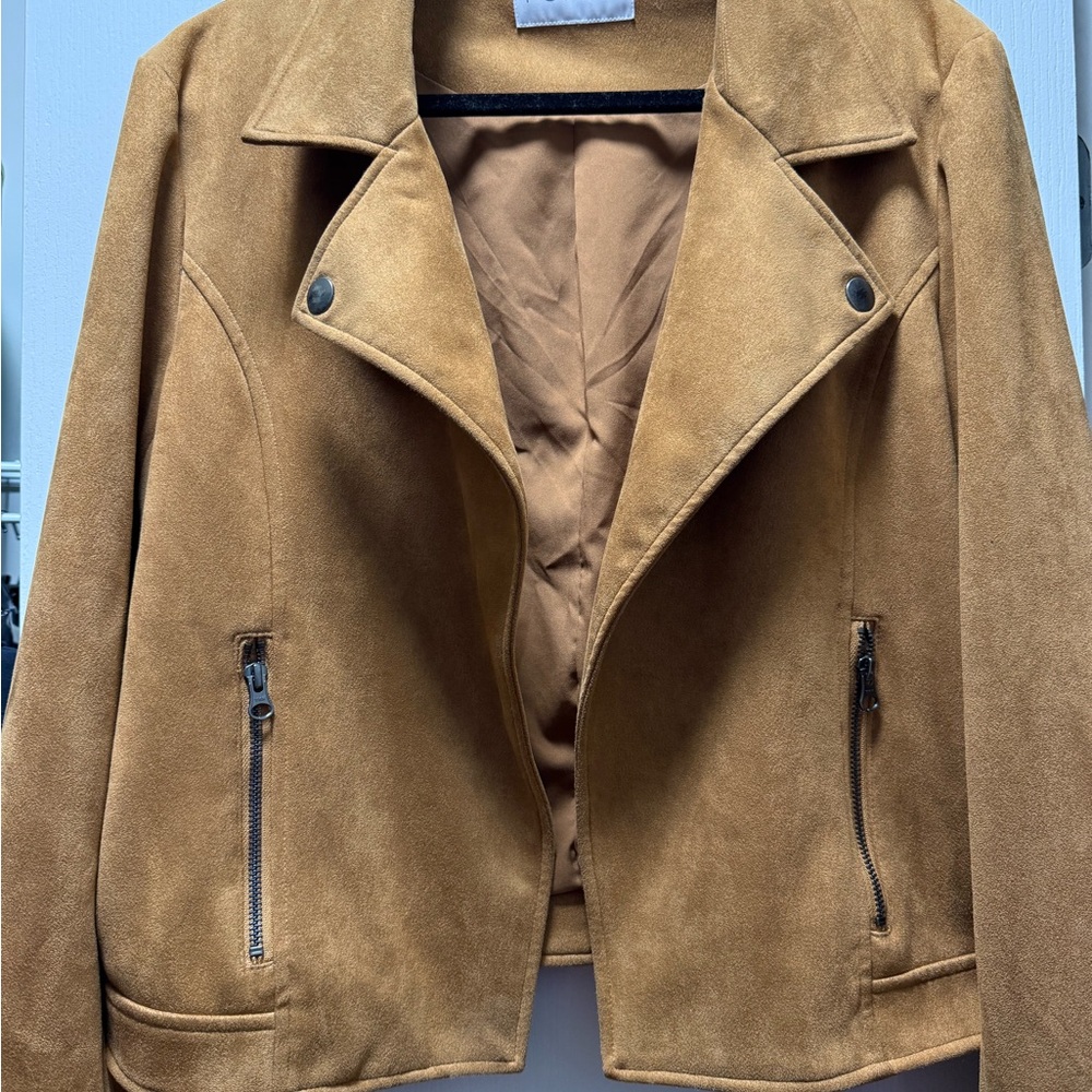 Foil High End Boutique Cognac Faux Suede Jacket